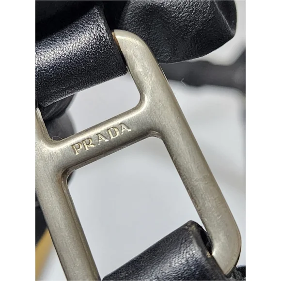 PRADA Tessuto Nylon/ Leather Shoulder Bag Black